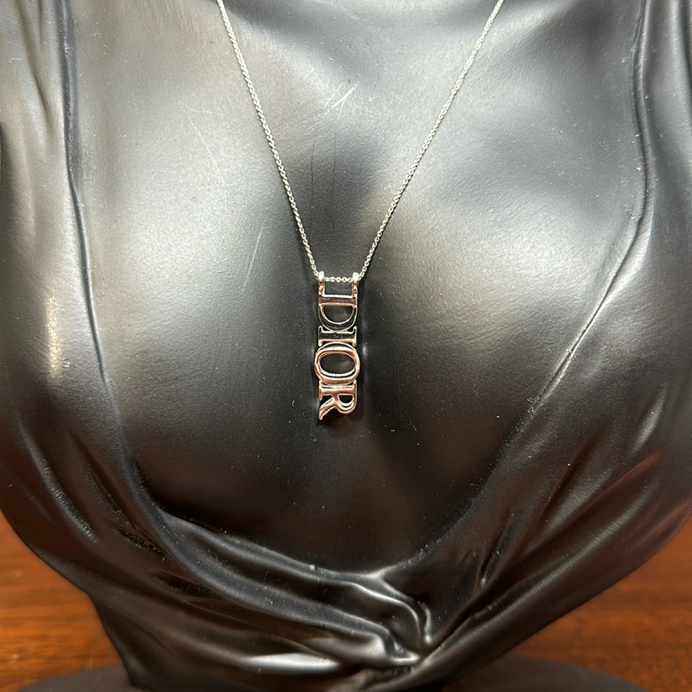 Dior silver tone necklace